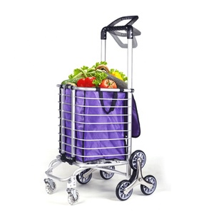 Shopping Cart with Basket Stair Climbing Handcart Portable Hand Trucks Foldable Enclosed Home Trolley Grocery Cart Trolleys