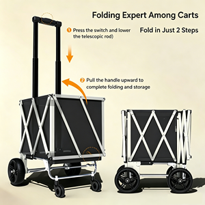 Jialai 46L Stair Climber Heavy Duty Beefy Wheels Folding Shopping Cart Fabric High Quality Oxford Max Load 80kg
