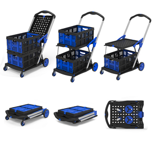 Plastic Double Desker Shopping Cart Aluminum Trolley Cart