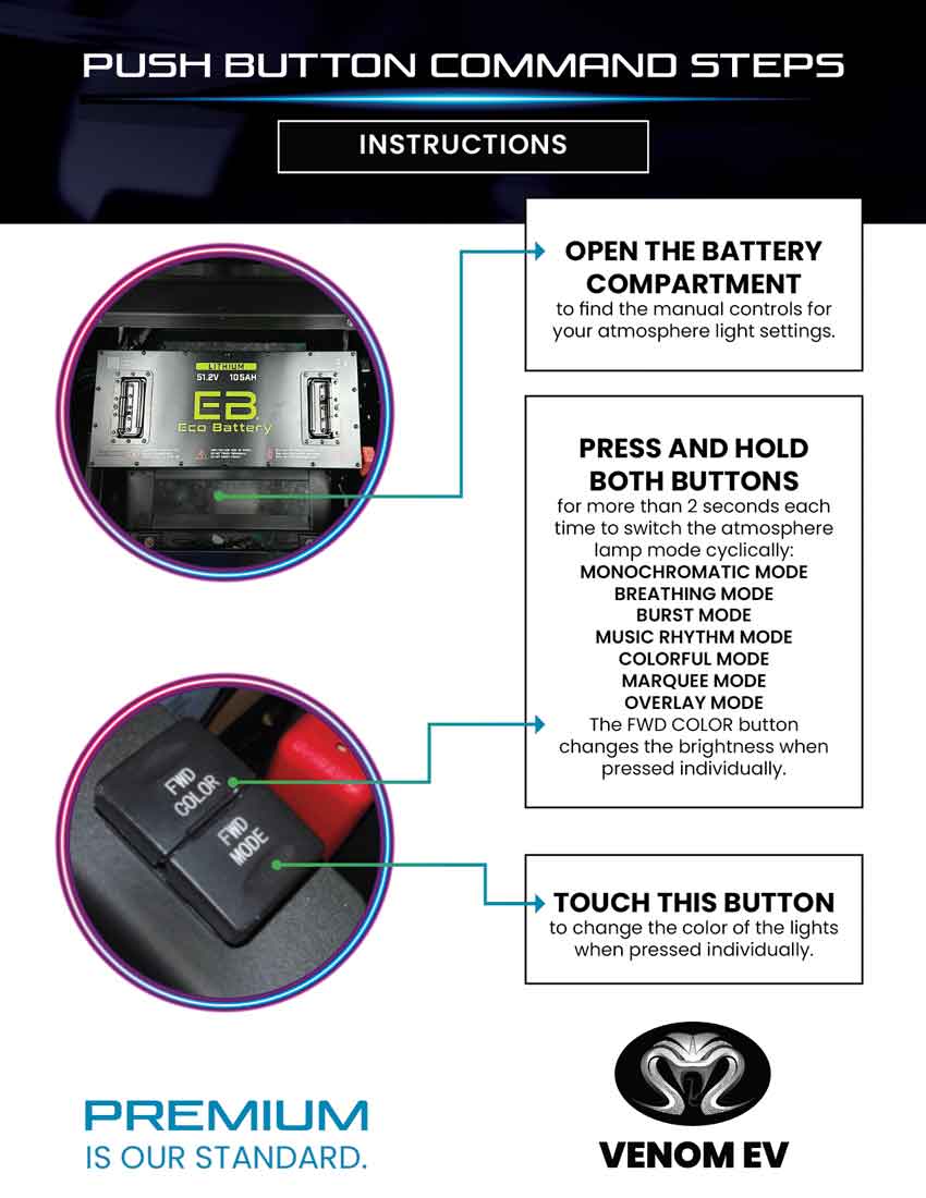 Venom EV Voice Control Programming and Command Sheet